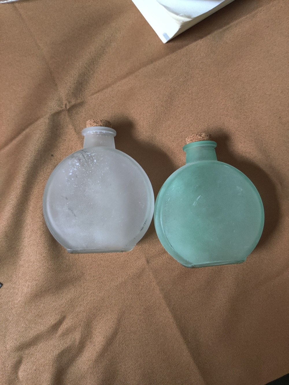 Frosted Glass Round Decorative Bottle - Green and Clear, 5 In  Height